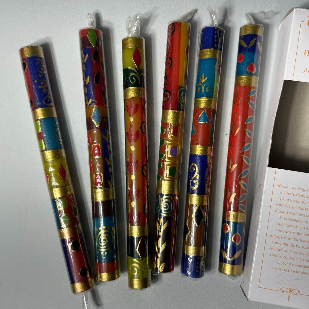 Petalura Hand Painted Golden Glow Candles - Set of 6 - Picture 3 of 6